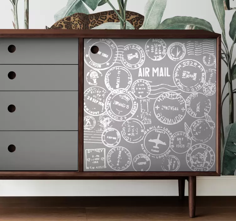 Vintage seyahat damga desen mobilya çıkartması - TenStickers