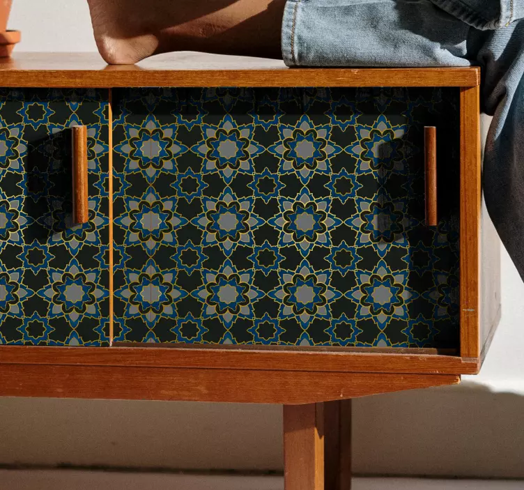 Yıldız, çiçek mandala desen mobilya çıkartması - TenStickers