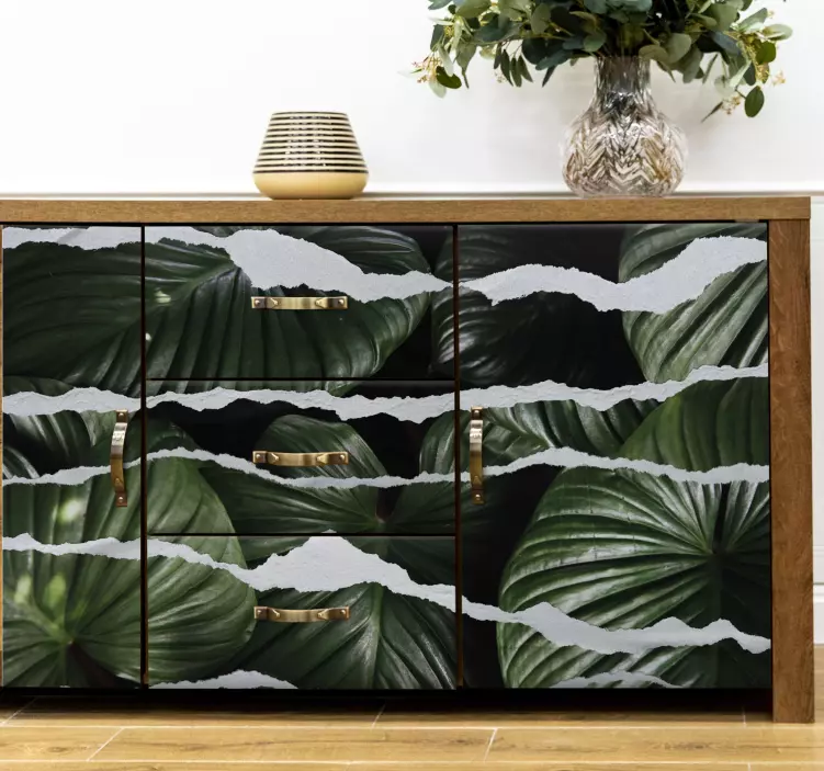 Yırtık kağıt mobilya çıkartması ile yaprak - TenStickers