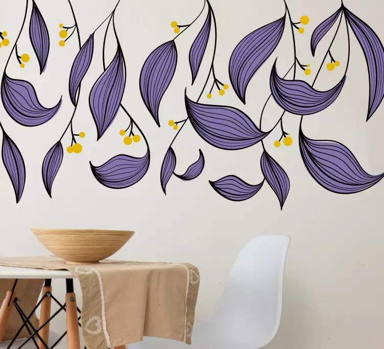 Mor asılı çiçek duvar sticker - TenStickers