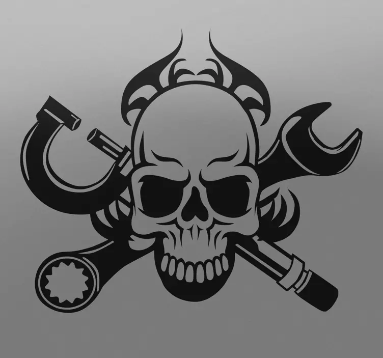 Motorlu kafatası dekoratif etiket - TenStickers