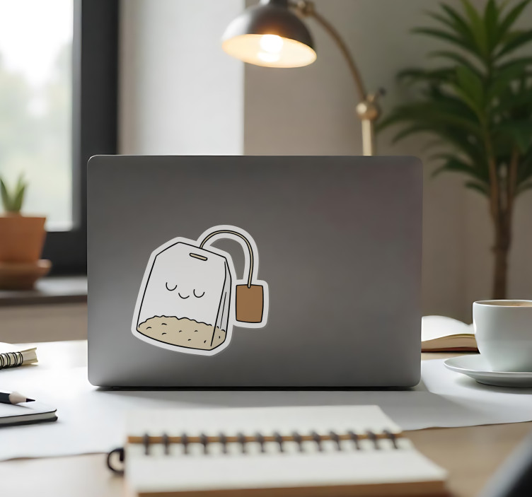Mutlu çay poşeti Dizüstü bilgisayar çıkartması - TenStickers