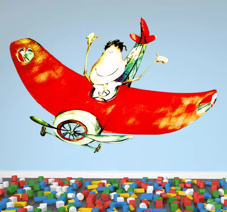 Mutlu çocuk uçağı hayvan çıkartması - TenStickers