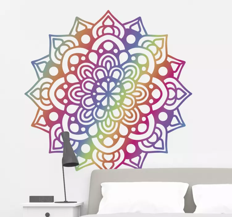 Neon çiçekli mandala çiçek duvar sticker - TenStickers