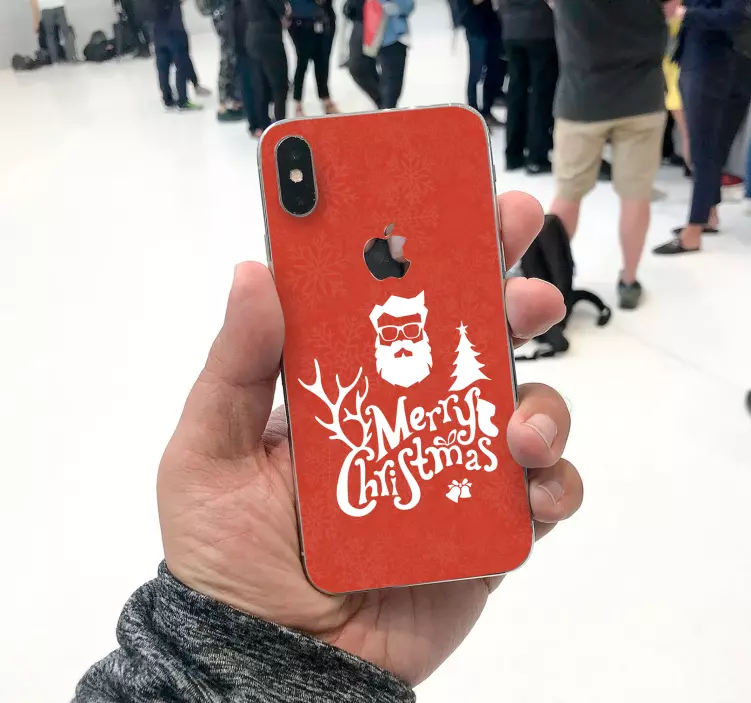 Neşeli hipster noel iphone vinil çıkartması - TenStickers