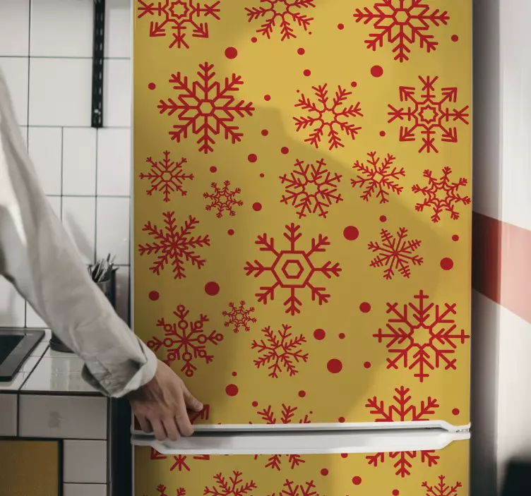 Noel kar taneleri buzdolabı çıkartması - TenStickers