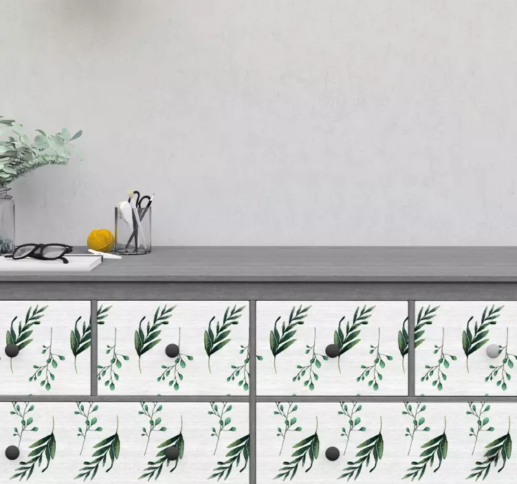 Okaliptüs desenleri mobilya sticker - TenStickers