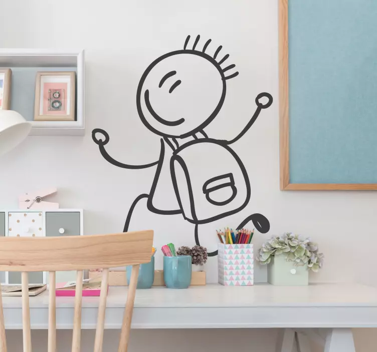 Okul çantası ile öğrenci etiket - TenStickers