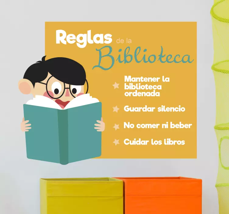 Okul kütüphanesi kuralları eğitim duvar sticker - TenStickers