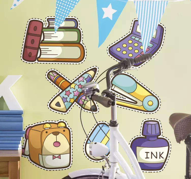 Okula dönüş farklı okul sembolleri çıkartması - TenStickers