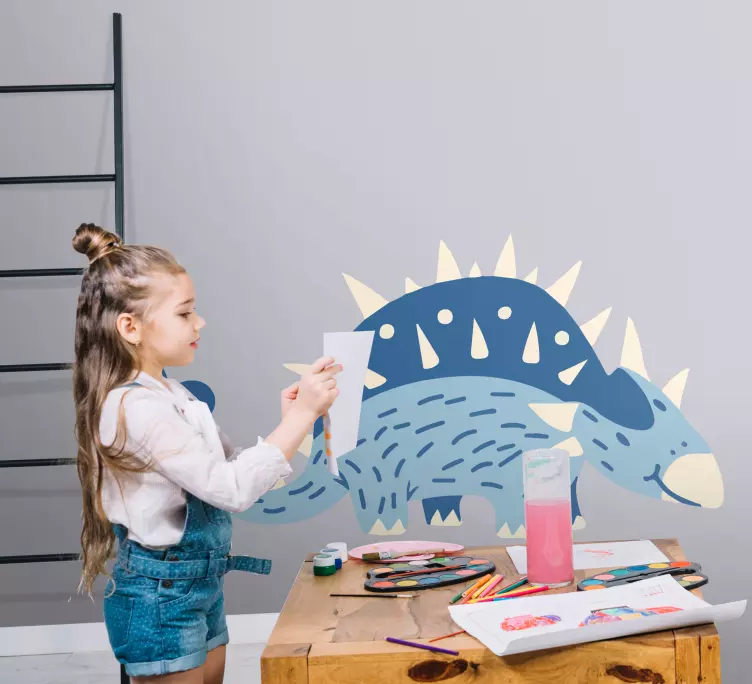 Orijinal tüylü kavisli dinozor çocuk çıkartması - TenStickers