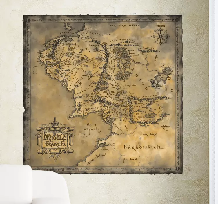 Orta dünya haritası sinema duvar sticker - TenStickers
