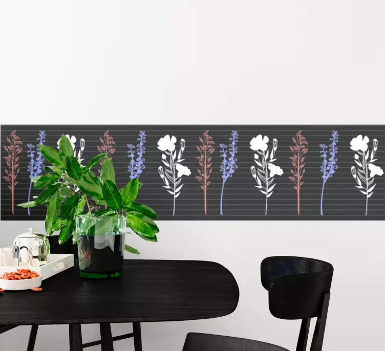 Otlar kır çiçekleri vintage tarzı sınır çıkartması - TenStickers