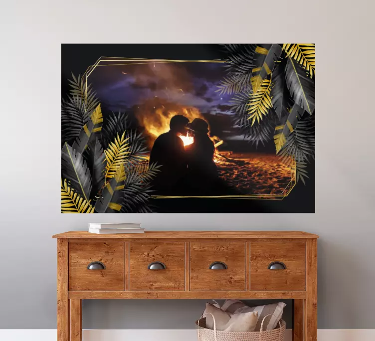 Karanlık yapraklar fotoğraf çerçevesi duvar çıkartmaları - TenStickers