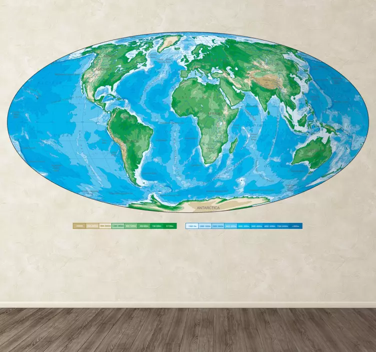 Oval dünya haritası sticker - TenStickers