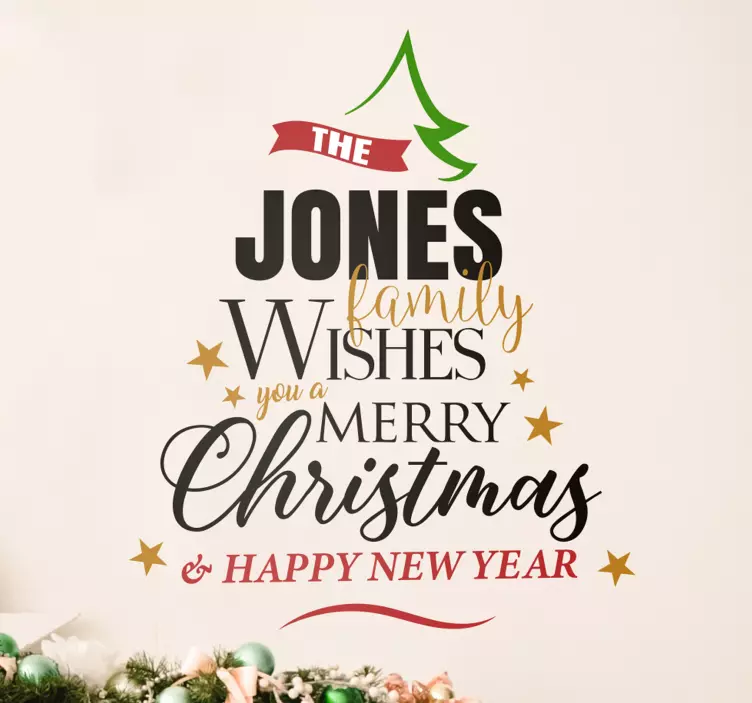özelleştirilebilir aile yılbaşı ağacı sticker - TenStickers