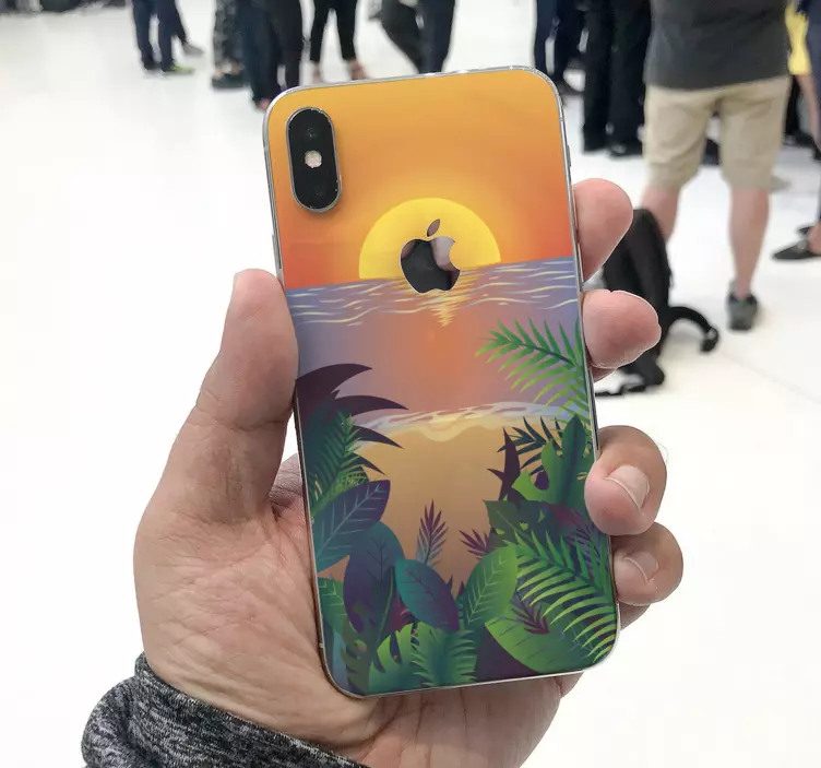 Palmiyeli gün batımı hayvan çıkartması - TenStickers