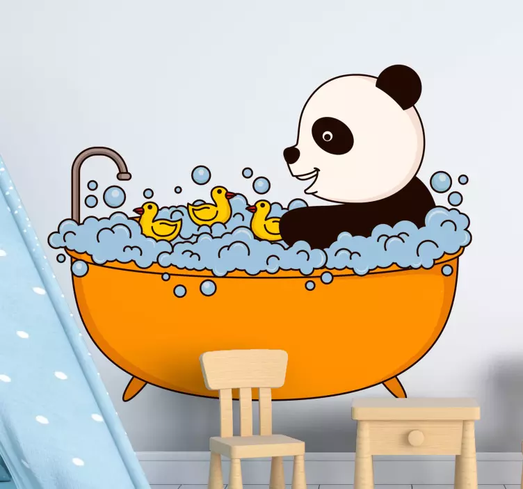 Panda banyosu vahşi hayvan çıkartması - TenStickers
