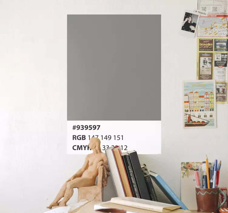 Pantone gri kod 2021 soyut duvar sticker - TenStickers