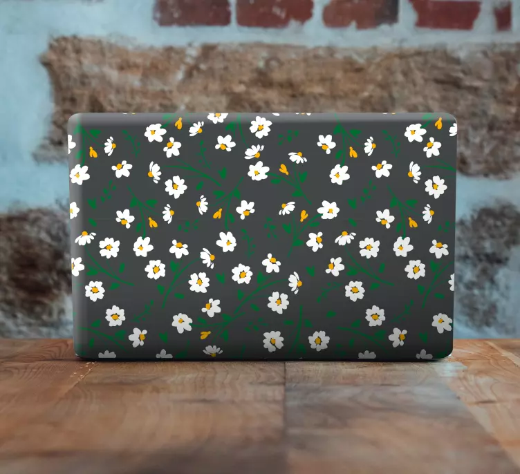 Papatya çiçeği gri arka plan çiçek etiket - TenStickers