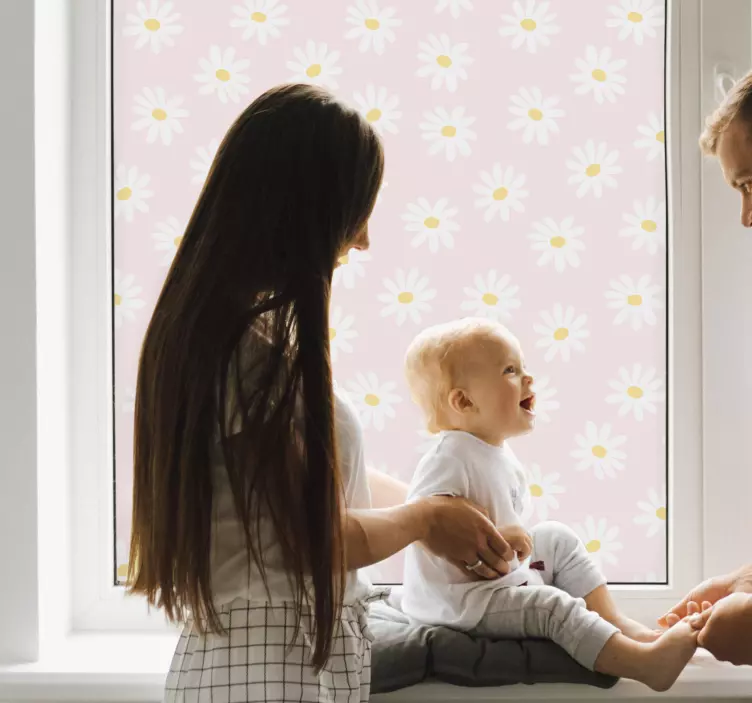 Papatya çiçek deseni pencere çıkartması - TenStickers