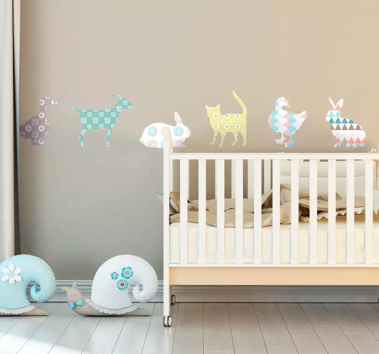 Pastel colorrs geometrik dokular duvar sticker - TenStickers