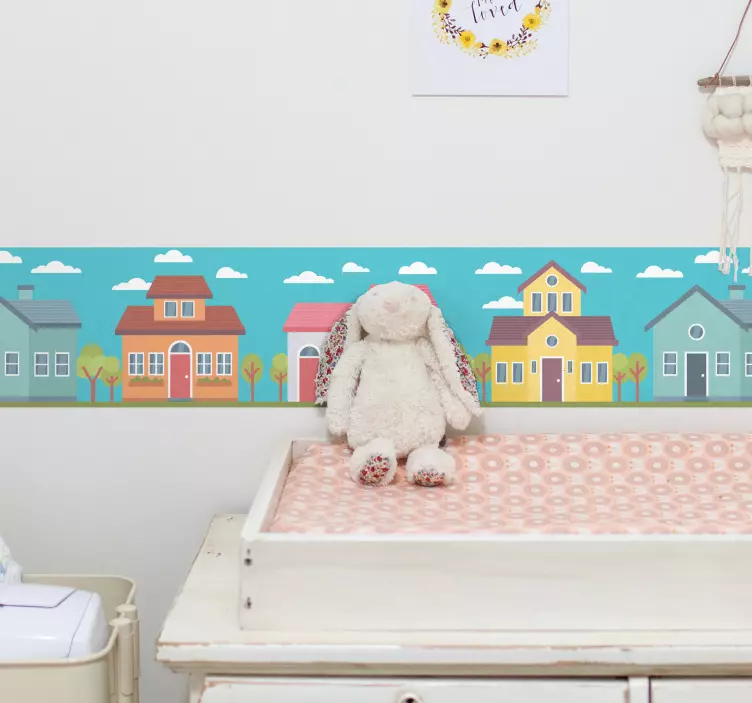 Pastel evler duvar sınır çıkartması - TenStickers