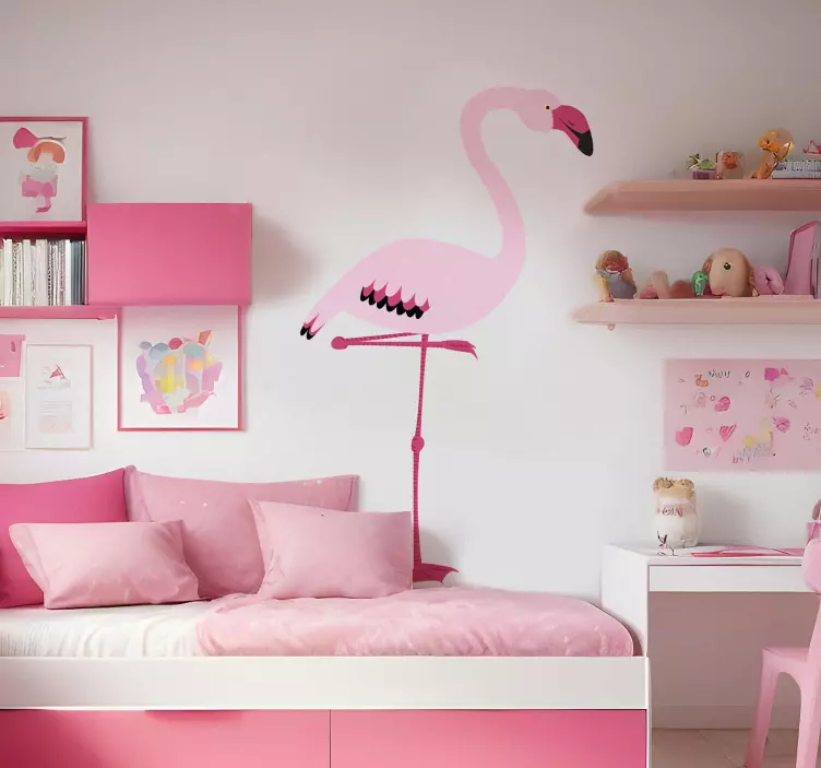 Pembe flamingo duvar sanatı çıkartması - TenStickers