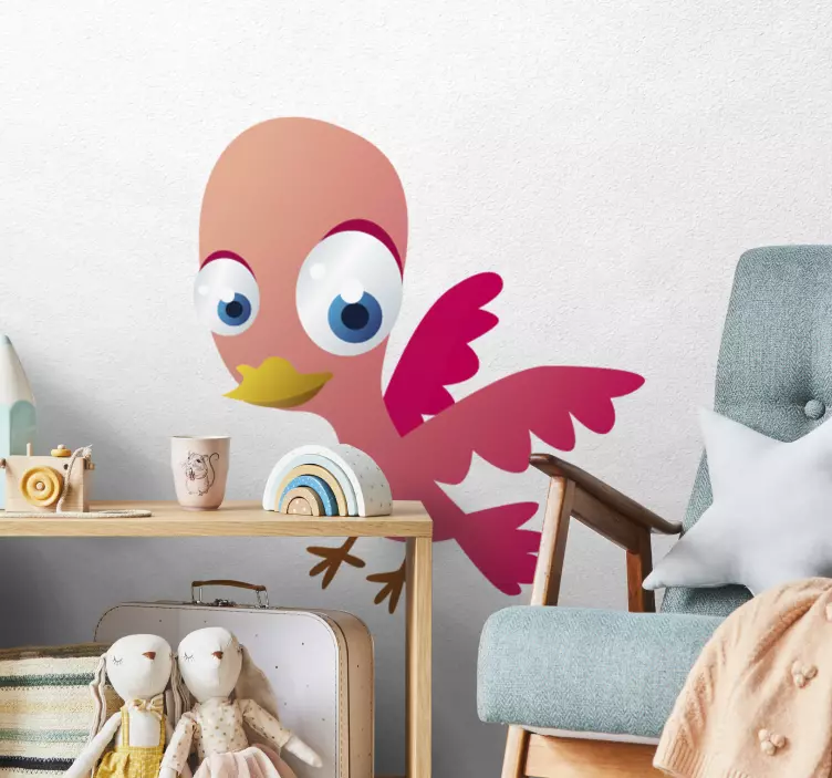 Pembe kuş çocuk çıkartması - TenStickers