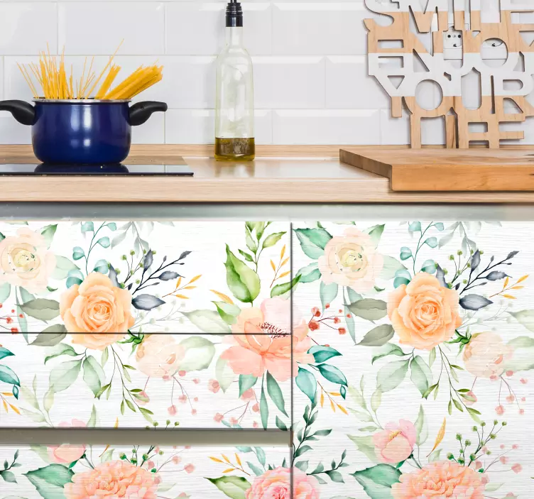 Pembe pastel ton desen mobilya çıkartması - TenStickers