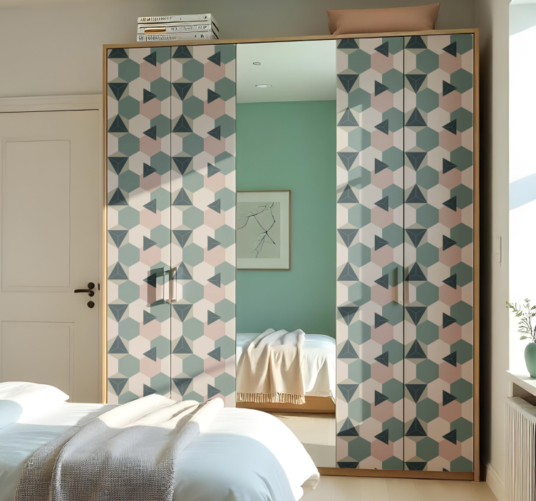 Pembe ve yeşil altıgenler hayvan çıkartması - TenStickers