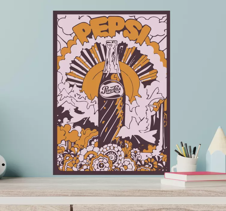 Pepsi cola 70s tasarım vintage etiket - TenStickers