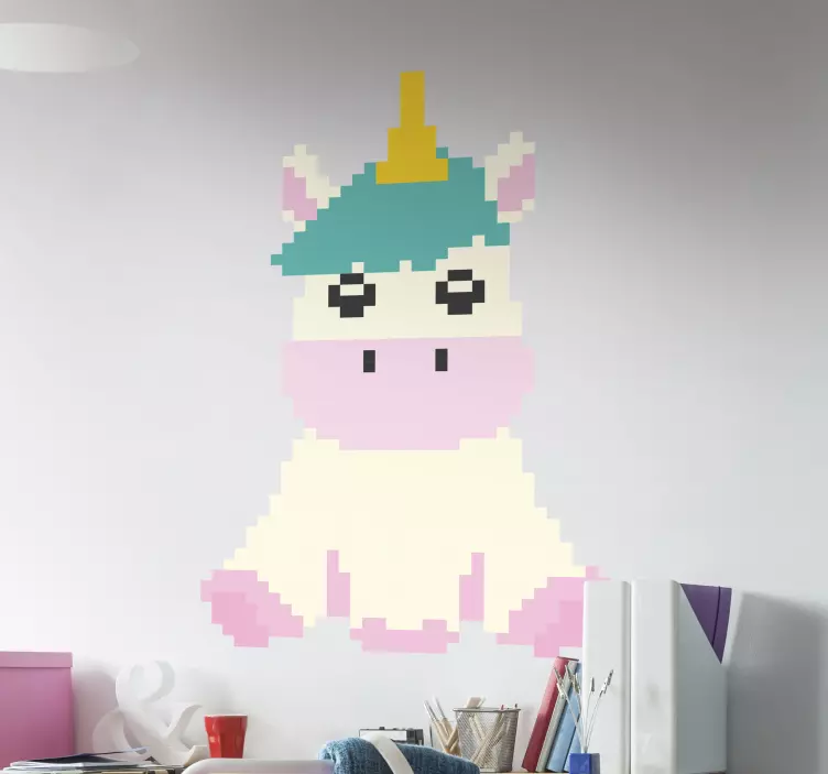 Piksel tarzı unicorn duvar sticker - TenStickers