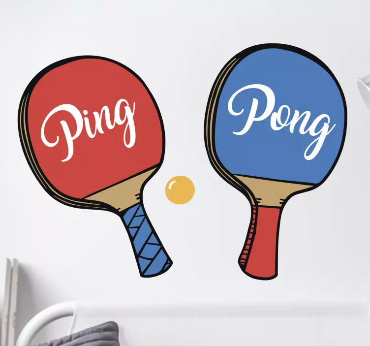 Ping pong spor duvar sticker - TenStickers