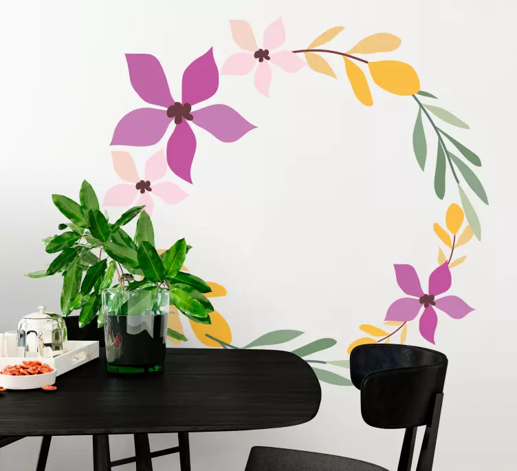 Polonya çemberi çiçek duvar sticker - TenStickers