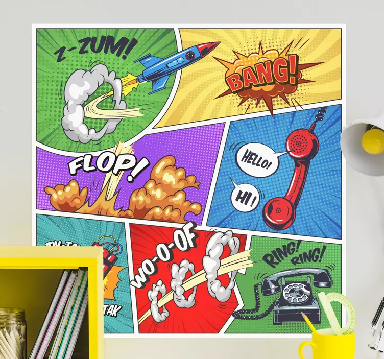 Pop art vintage duvar sticker - TenStickers