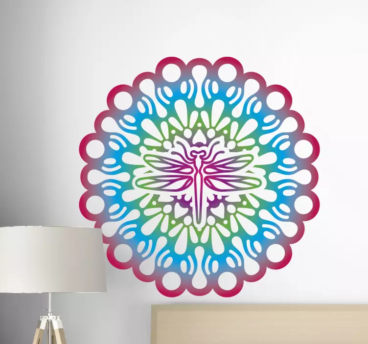 Psychedelic yusufçuk mandala çiçek çıkartması - TenStickers