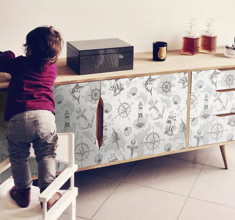 Denizci deniz feneri ile pusula mobilya çıkartma - TenStickers