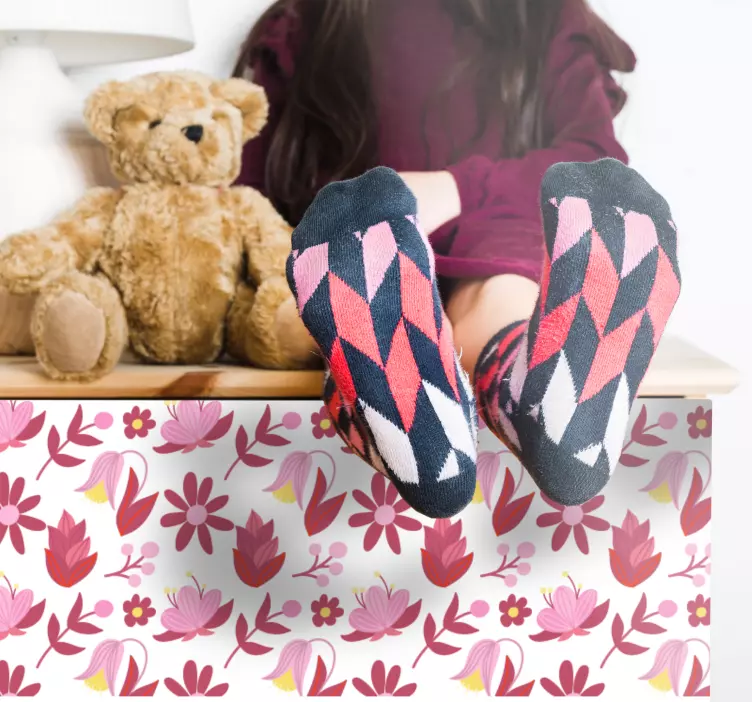 Pembe çiçek deseni hayvan çıkartması - TenStickers