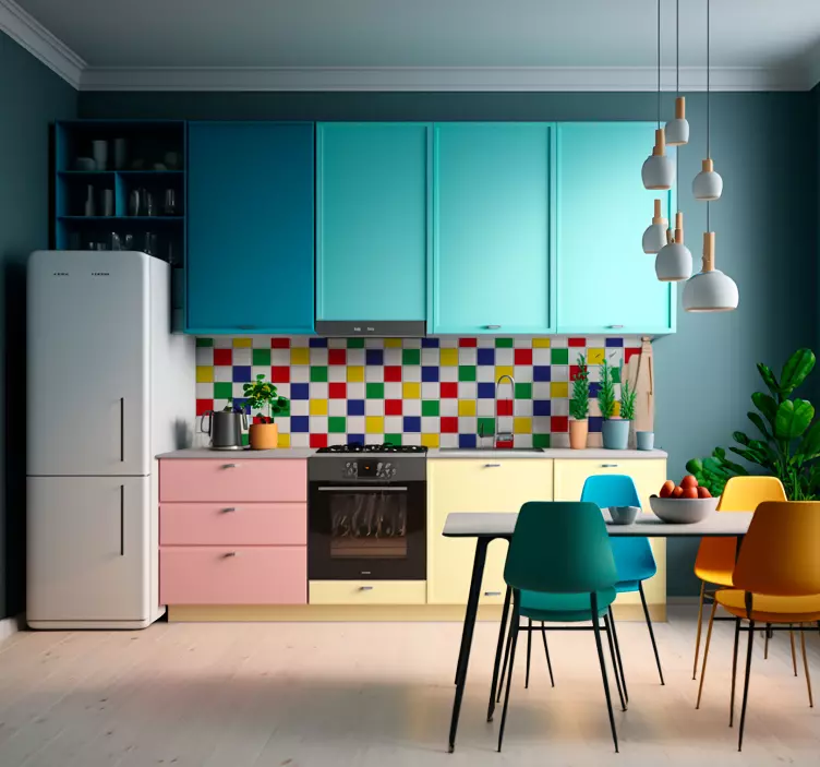 Renkli ÇinilerRenkli Küpler düz renk sticker - TenStickers