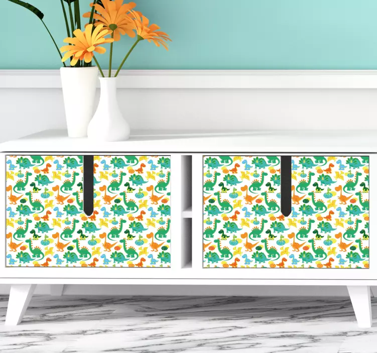 Renkli dinozor desenleri hayvan çıkartması - TenStickers