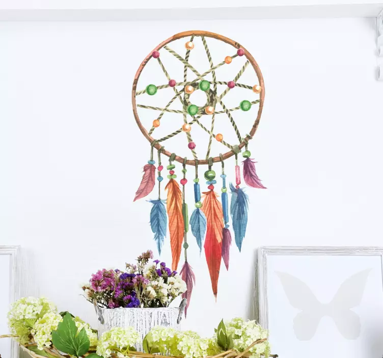Renkli dreamcatcher duvar sticker dekorasyon - TenStickers
