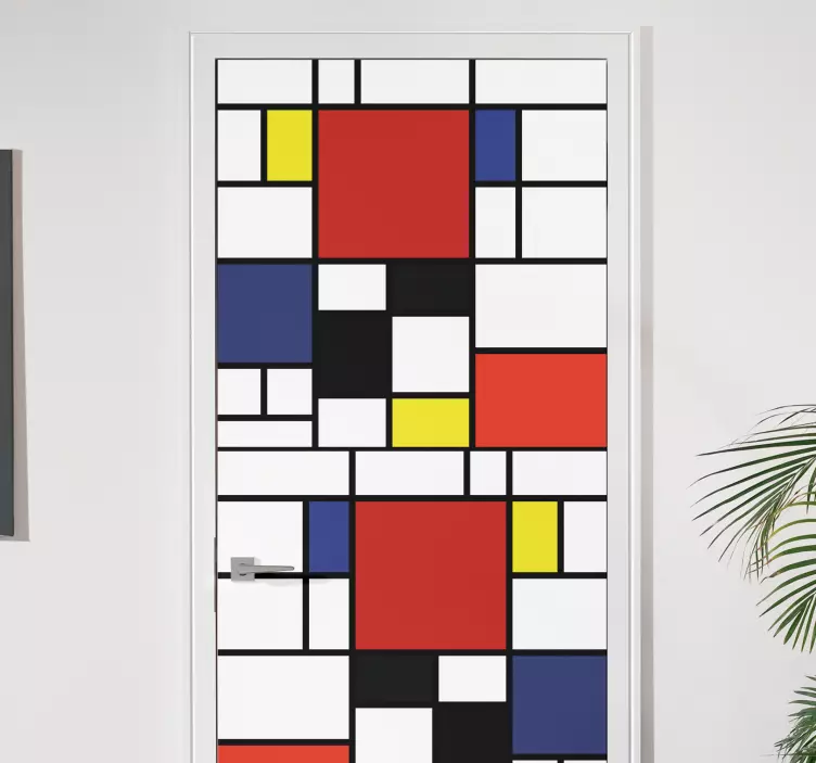Mondrian geometrik blokları hayvan çıkartması - TenStickers