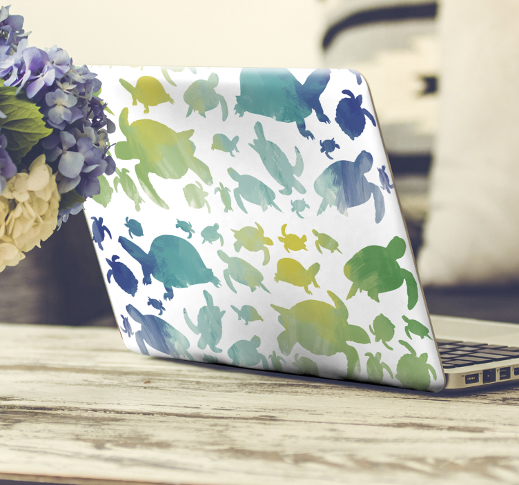Renkli kaplumbağa paketi laptop sticker - TenStickers