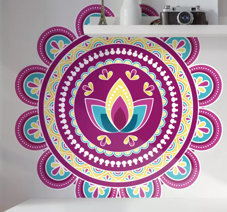 Renkli lotus mandala hayvan çıkartması - TenStickers