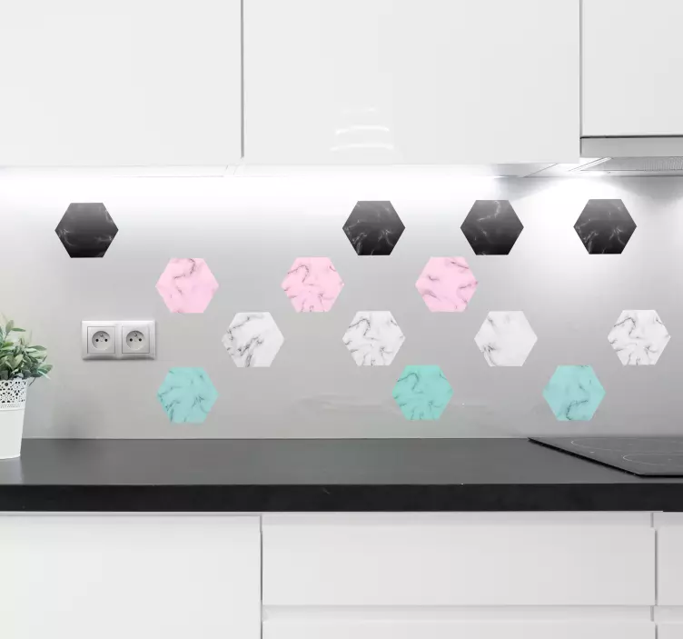 Renkli mermer duvar çıkartmaları - TenStickers