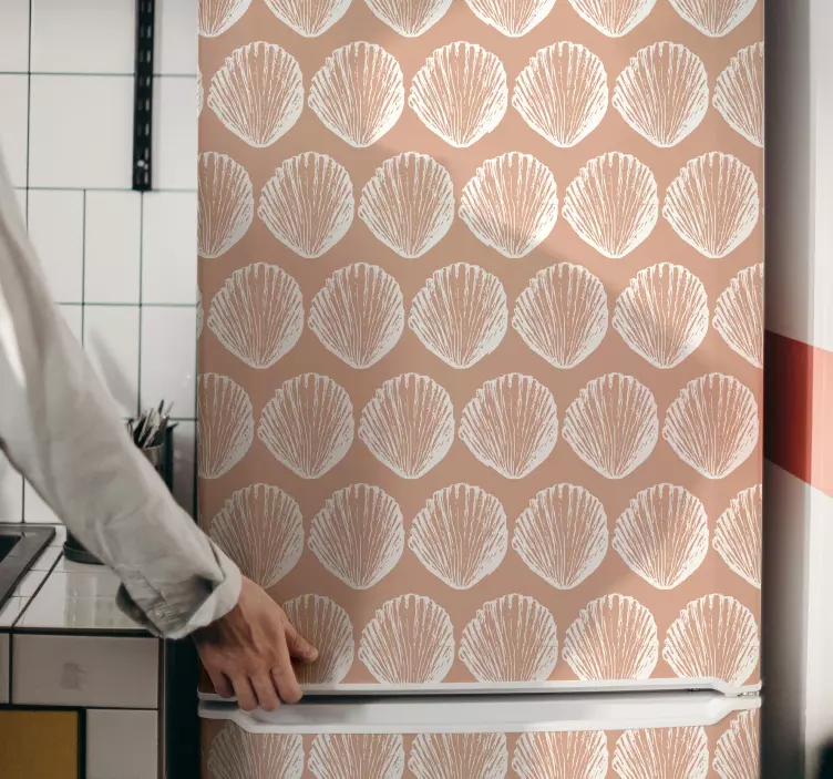 Retro deniz kabuğu desen bej buzdolabı etiketi - TenStickers