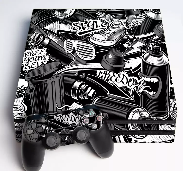Retro graffiti ps4 çıkartmaları - TenStickers