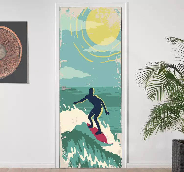 Retro güneş kapı vinil çıkartması - TenStickers