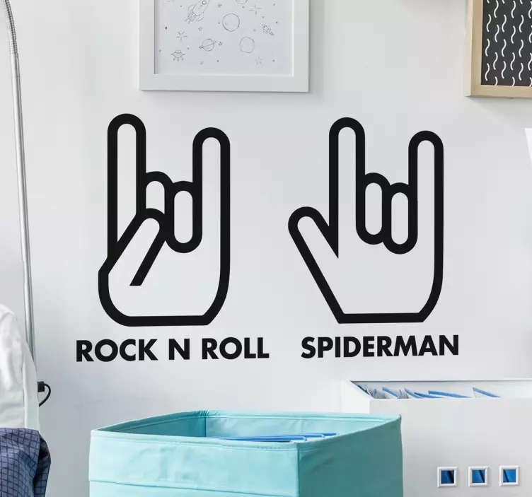 Rock n roll ve örümcek adam el işareti duvar çıkartmaları - TenStickers